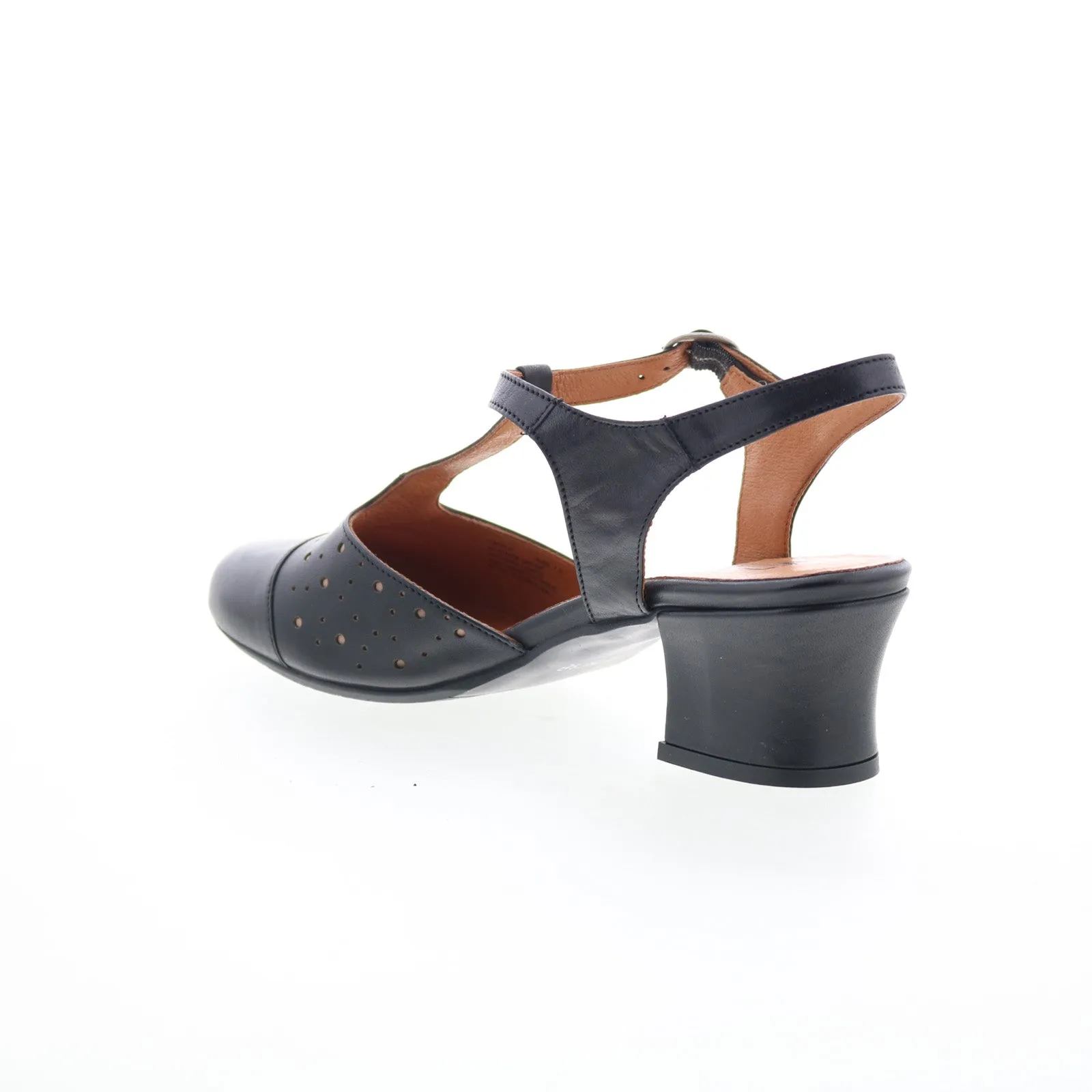 Miz Mooz Finola Womens Black Leather Hook & Loop Heeled Sandals Shoes