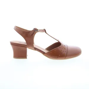 Miz Mooz Finola Womens Brown Leather Hook & Loop Heeled Sandals Shoes