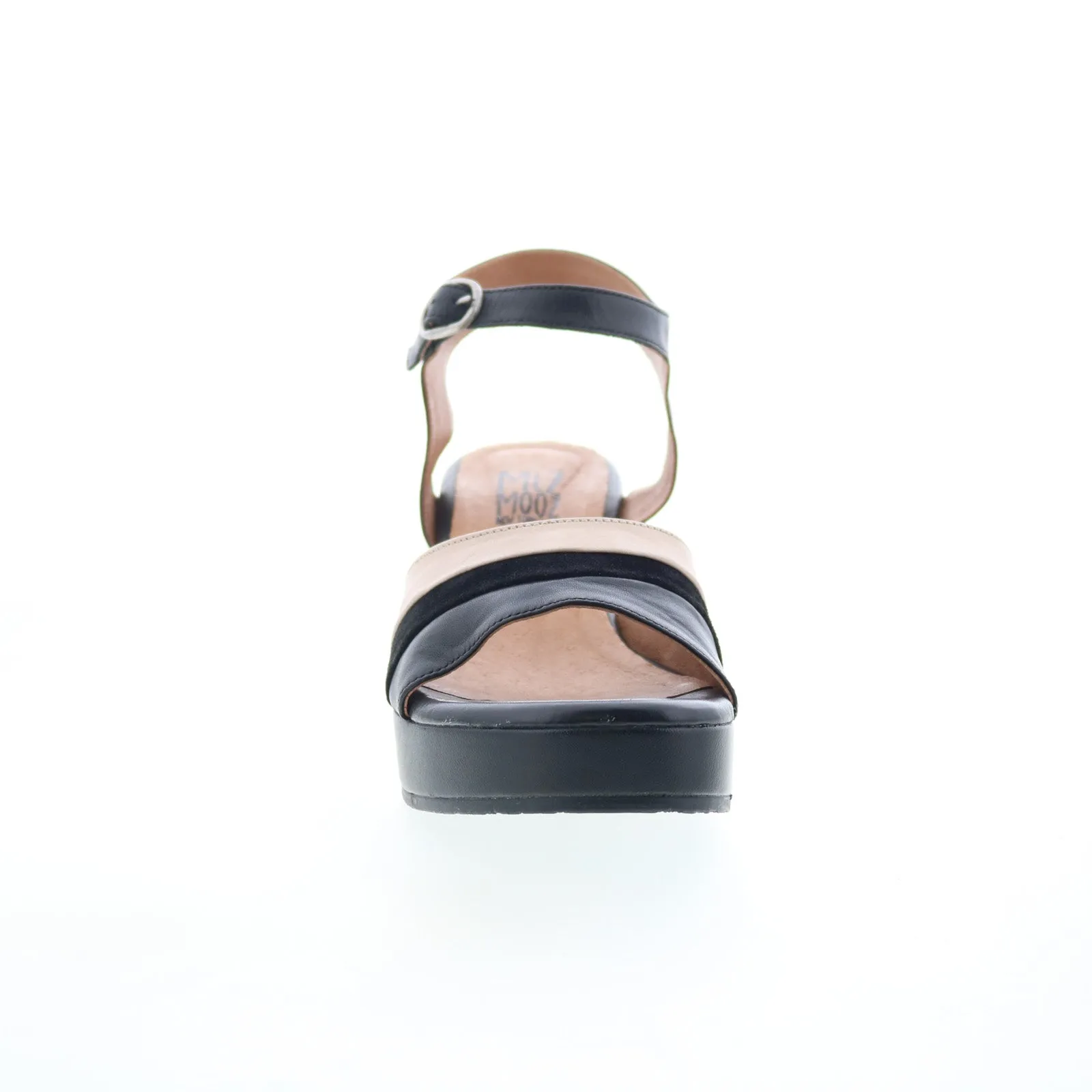 Miz Mooz Gala Womens Black Leather Hook & Loop Heeled Sandals Shoes