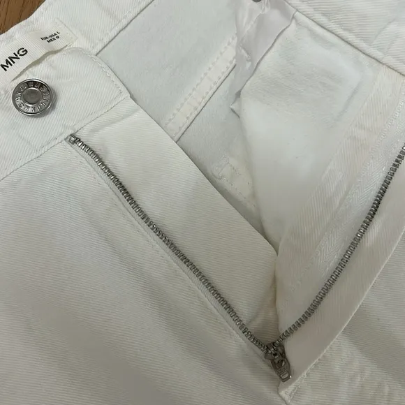 MNG Mango White Denim Midi Skirt