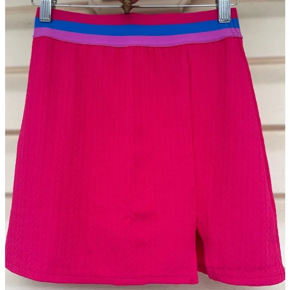 Revolve BeachRiot hot pink mini skort, NWOT, 3-color elastic waist, XS