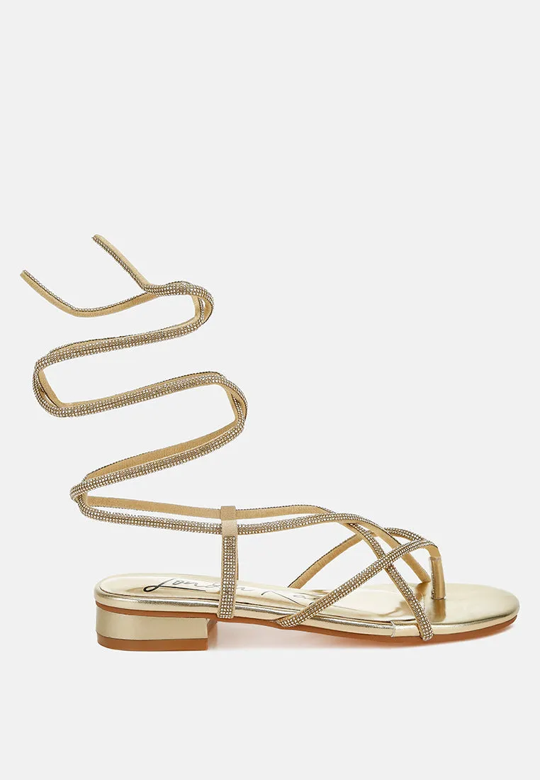 Rhinestone Embellished Lace-Up Sandals By RAG