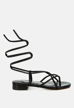 Rhinestone Embellished Lace-Up Sandals By RAG