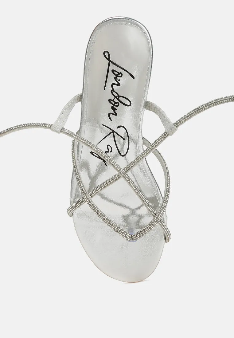 Rhinestone Embellished Lace-Up Sandals By RAG