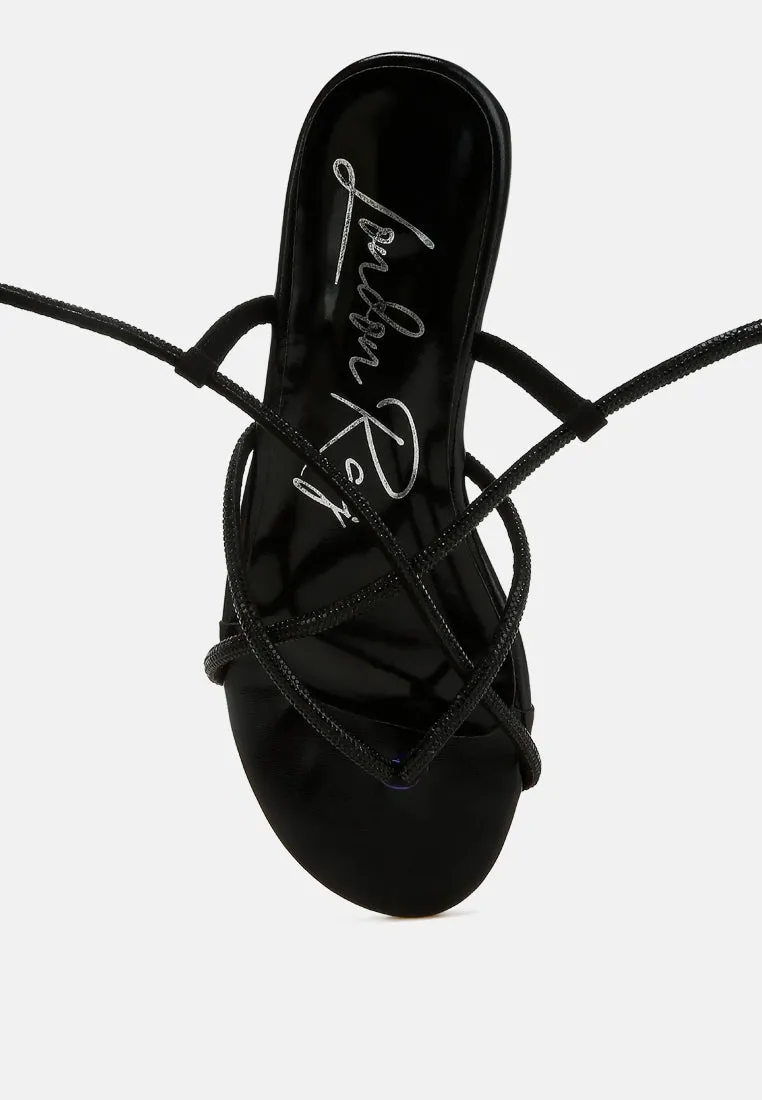 Rhinestone Embellished Lace-Up Sandals By RAG