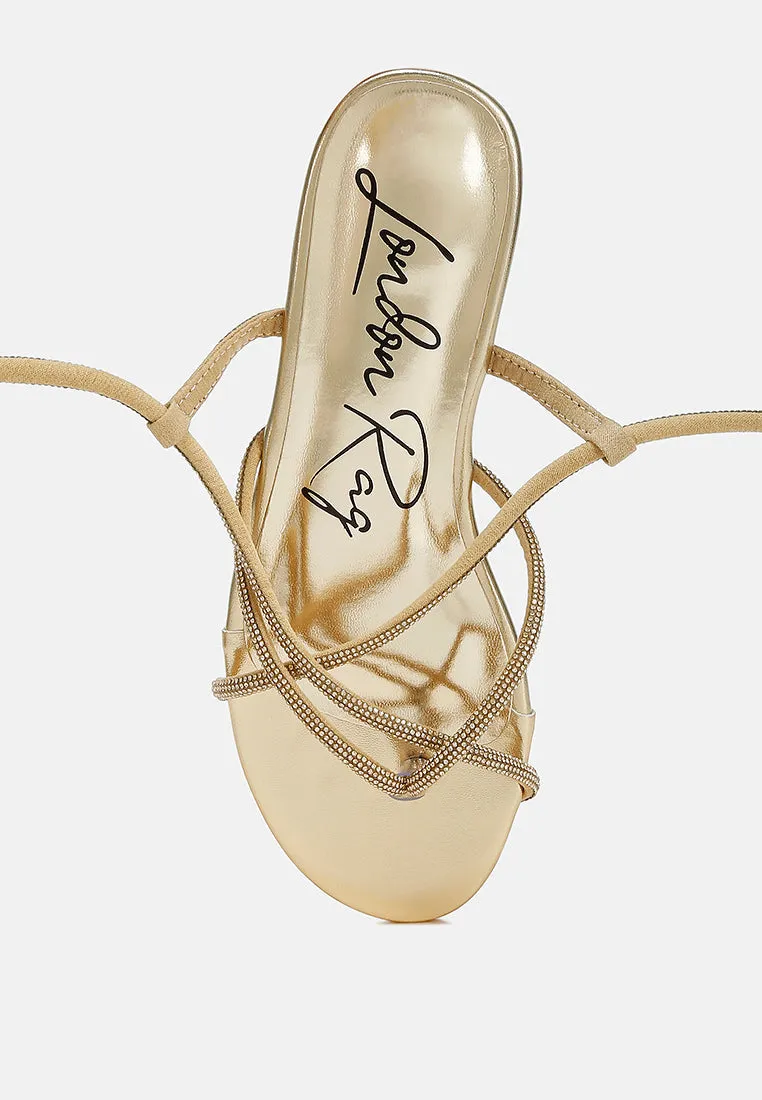 Rhinestone Embellished Lace-Up Sandals By RAG
