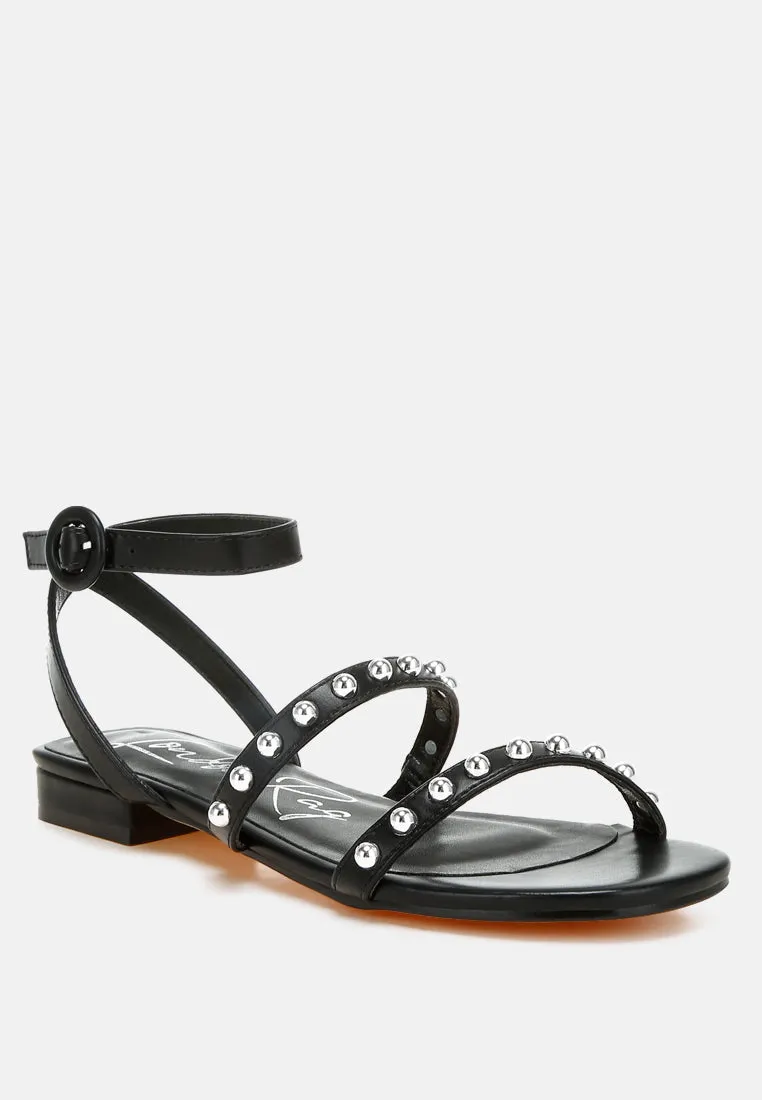 Studded Ankle Strap Flat Sandals By RAG