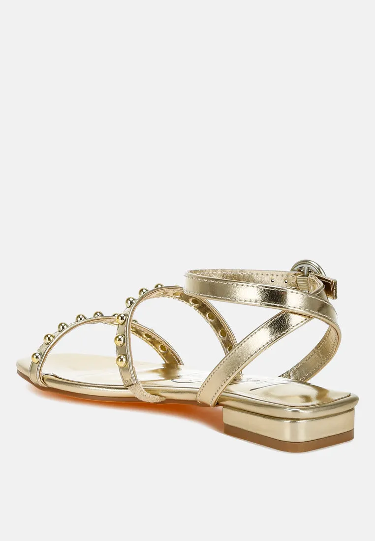 Studded Ankle Strap Flat Sandals By RAG