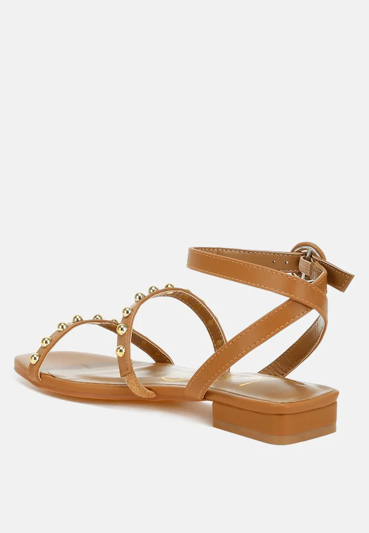 Studded Ankle Strap Flat Sandals By RAG
