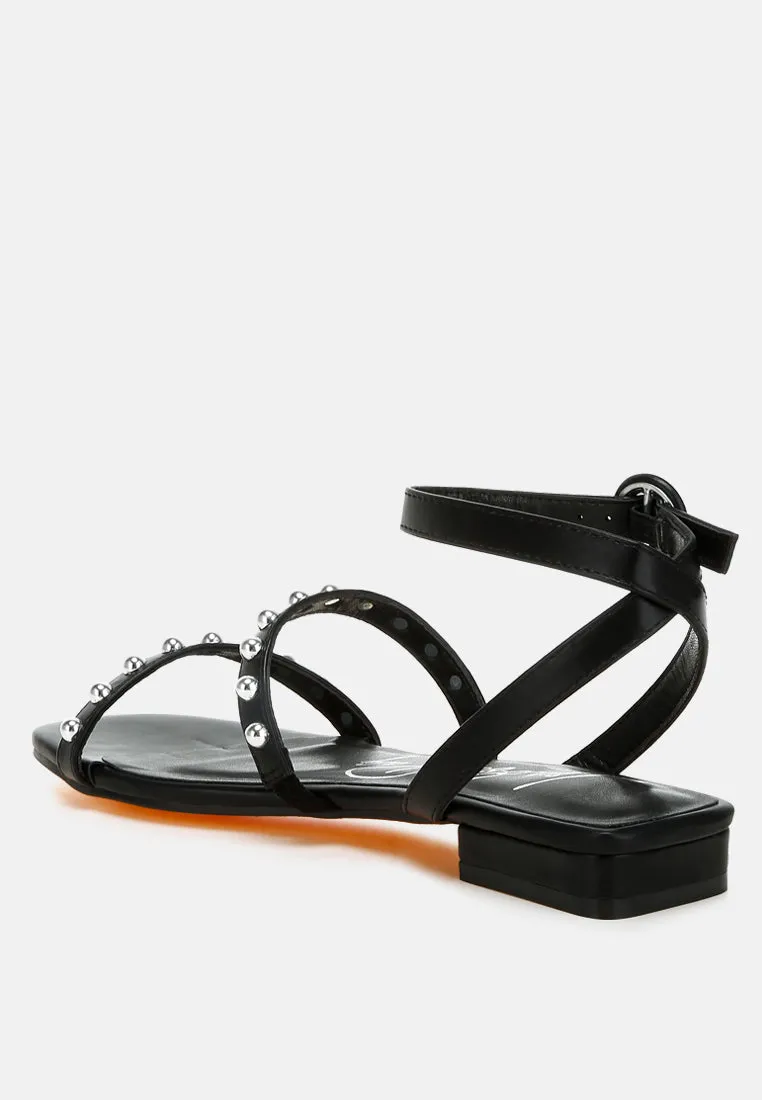 Studded Ankle Strap Flat Sandals By RAG