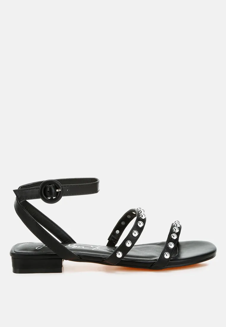Studded Ankle Strap Flat Sandals By RAG