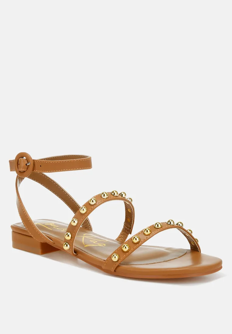 Studded Ankle Strap Flat Sandals By RAG