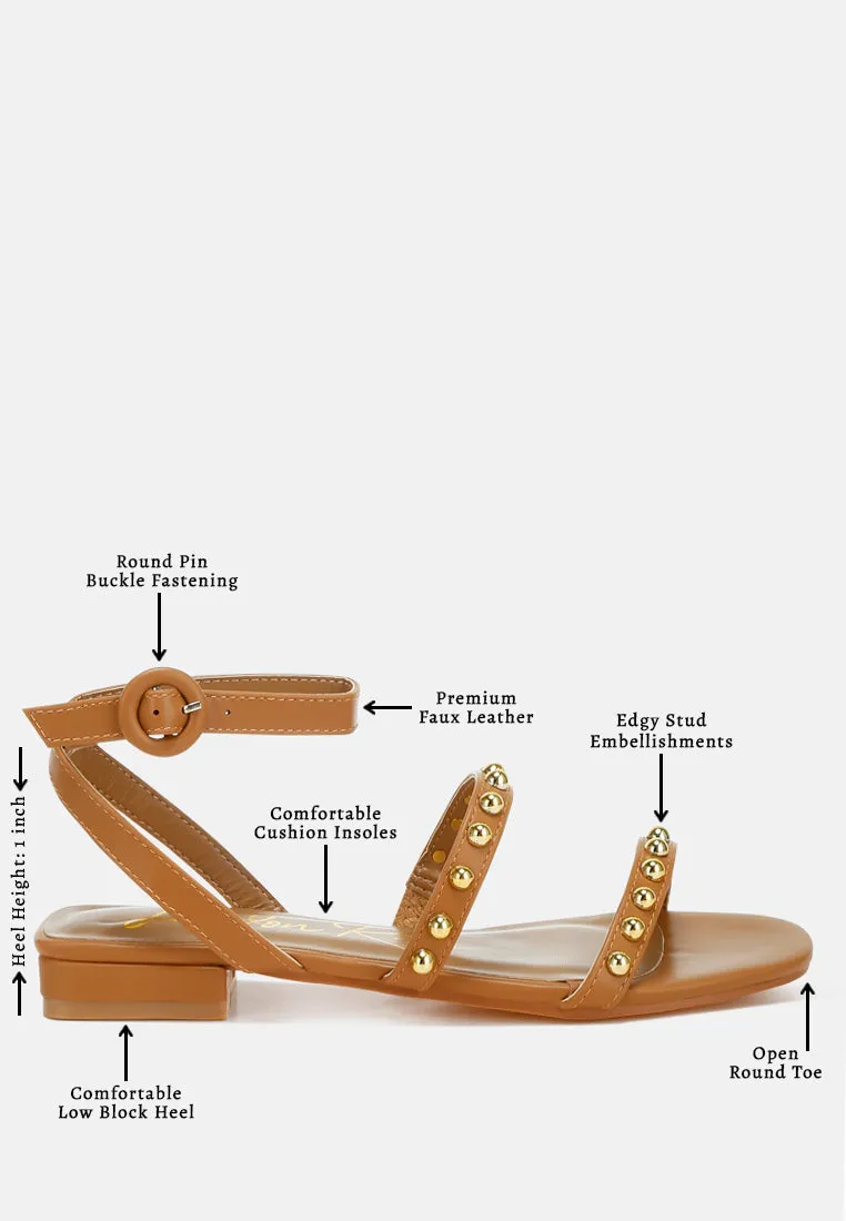 Studded Ankle Strap Flat Sandals By RAG