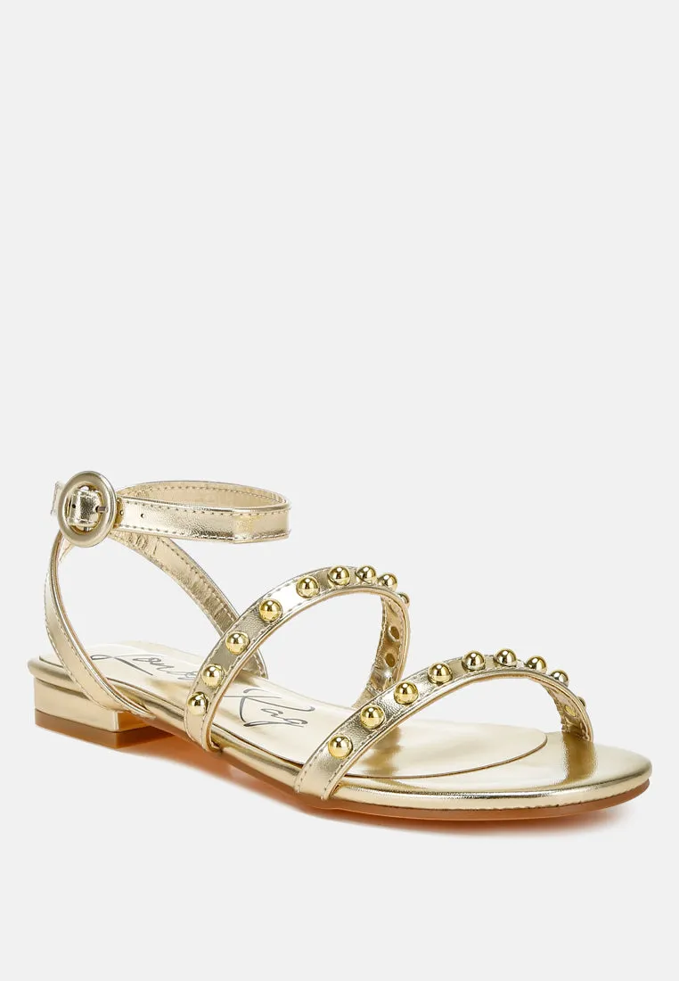 Studded Ankle Strap Flat Sandals By RAG