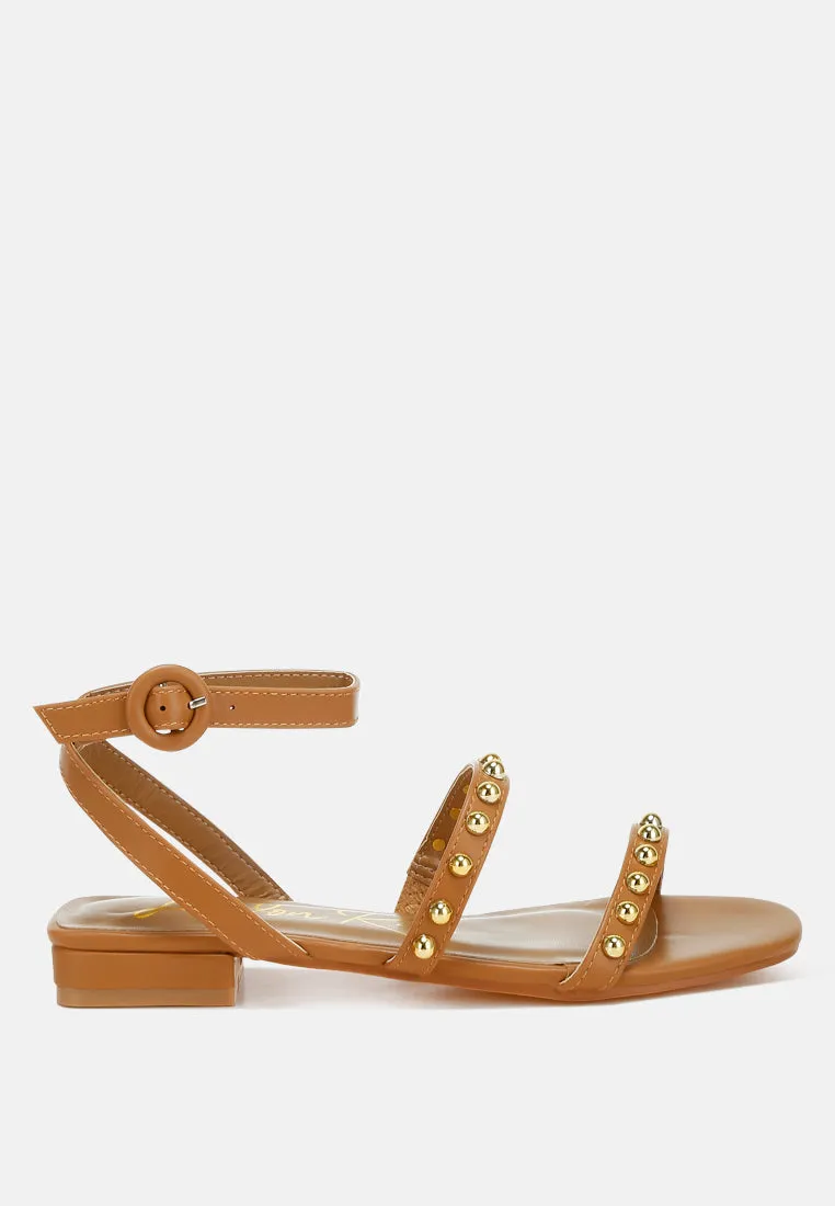 Studded Ankle Strap Flat Sandals By RAG
