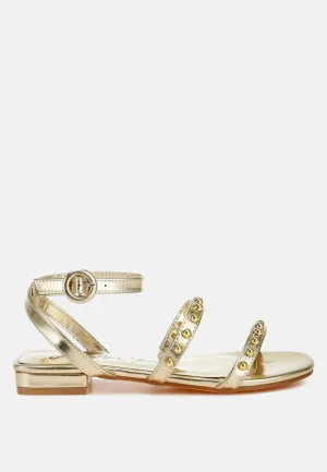Studded Ankle Strap Flat Sandals By RAG