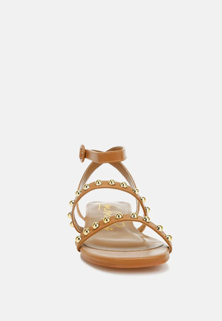 Studded Ankle Strap Flat Sandals By RAG