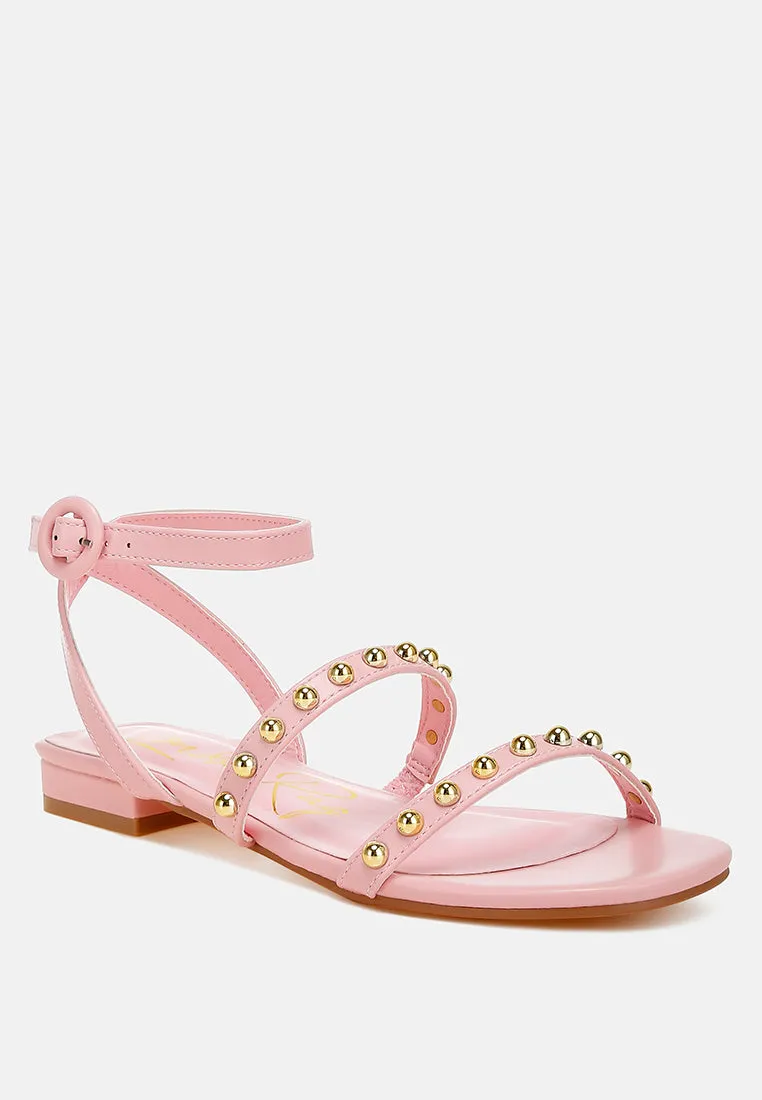 Studded Ankle Strap Flat Sandals By RAG