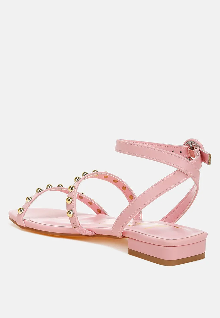 Studded Ankle Strap Flat Sandals By RAG