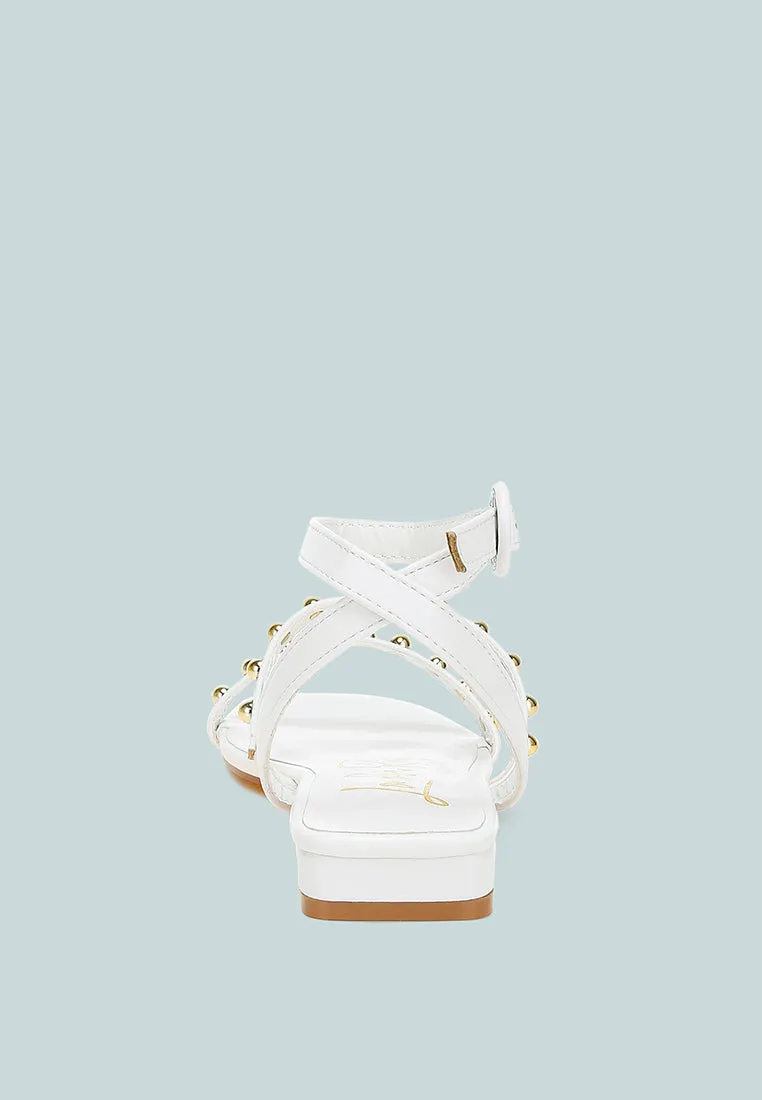 Studded Ankle Strap Flat Sandals By RAG