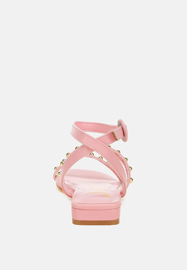 Studded Ankle Strap Flat Sandals By RAG