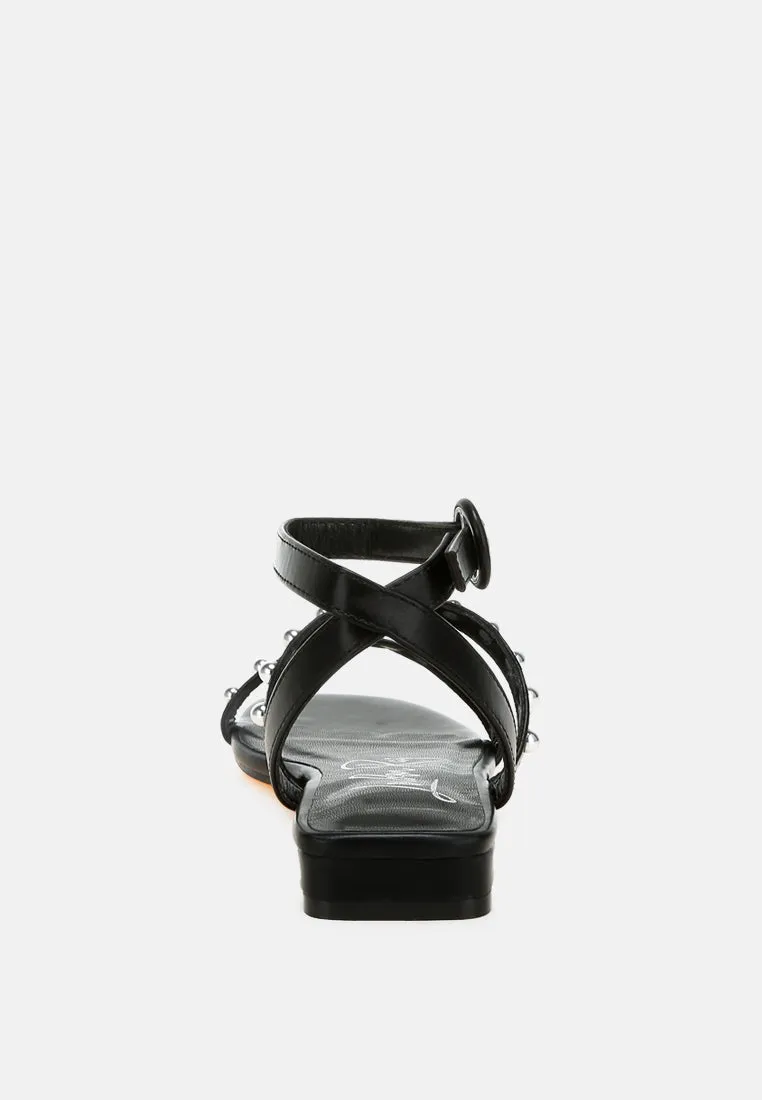 Studded Ankle Strap Flat Sandals By RAG
