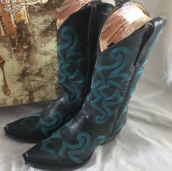 Thora Teal Stritched Boots 8/5 Like New!