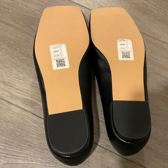 TOPSHOP Arya Ballerina Flats Square Toe Black Size 9 NWOT