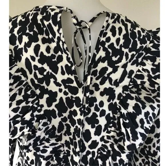 Women's Leopard Print Long Sleeve Dress - Sandy Liang xTarget White/Black XS