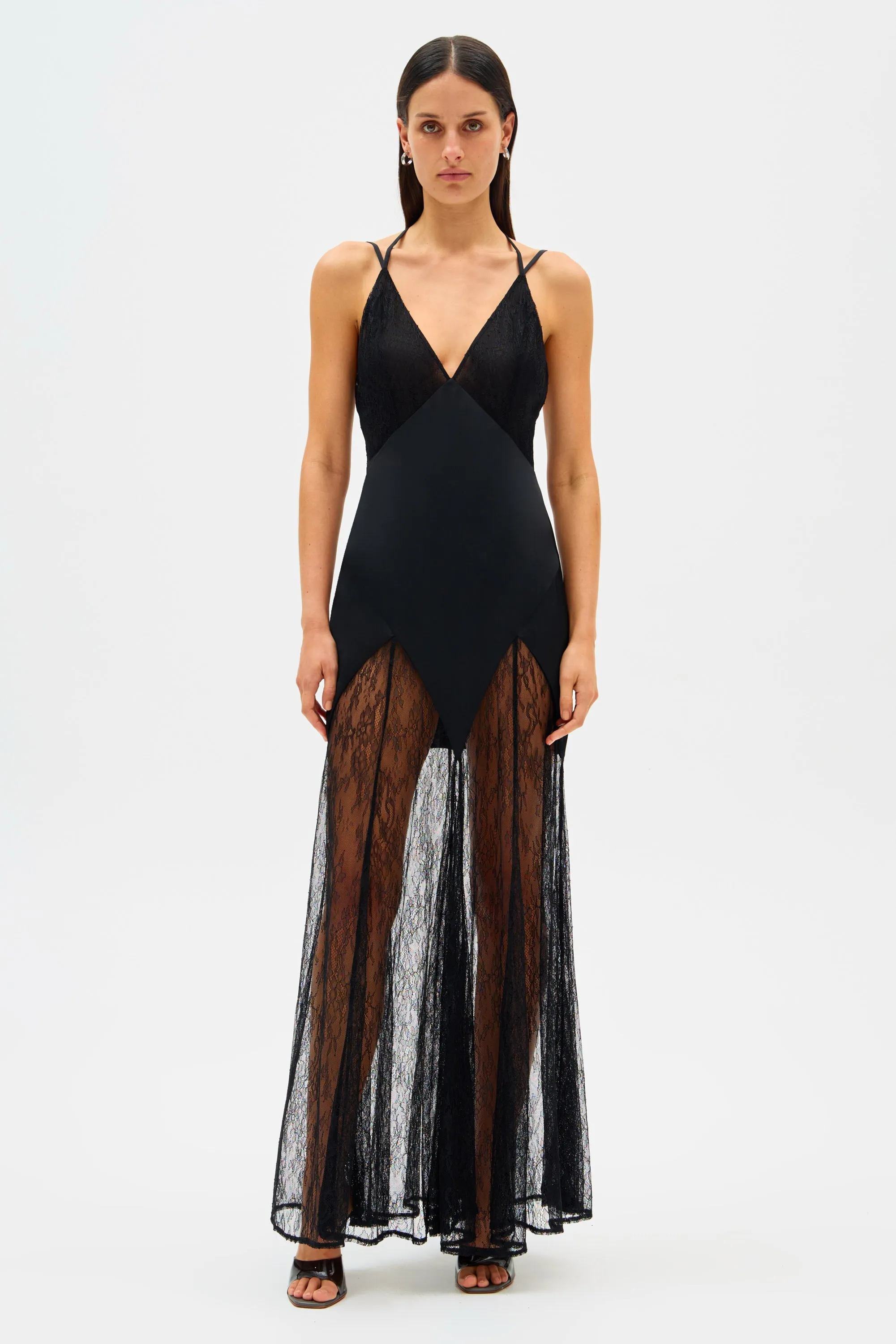 ZINOVIA SATIN & LACE MAXI DRESS
