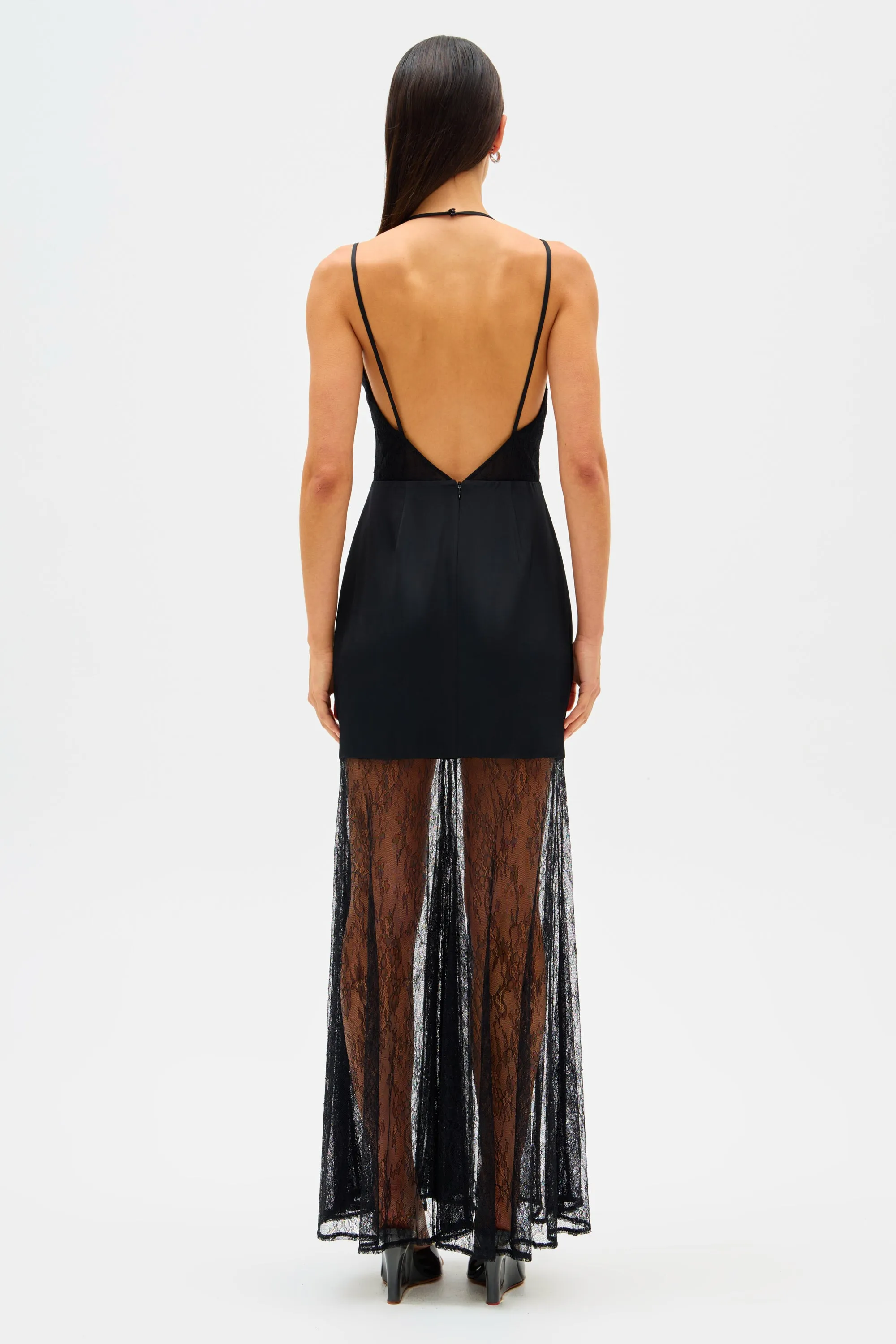 ZINOVIA SATIN & LACE MAXI DRESS