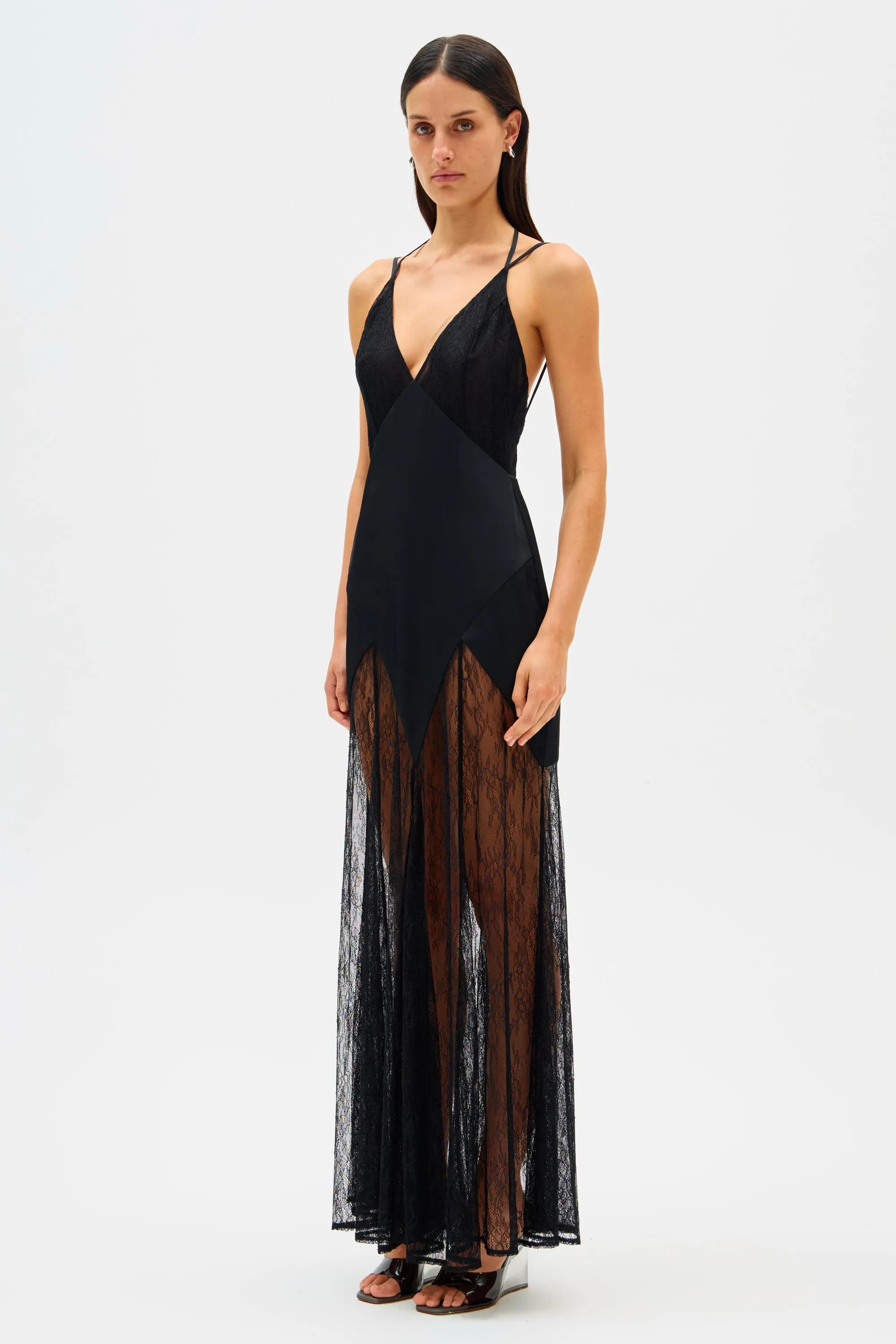 ZINOVIA SATIN & LACE MAXI DRESS